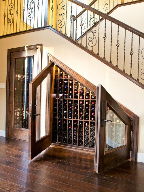 Wine storage under stairs