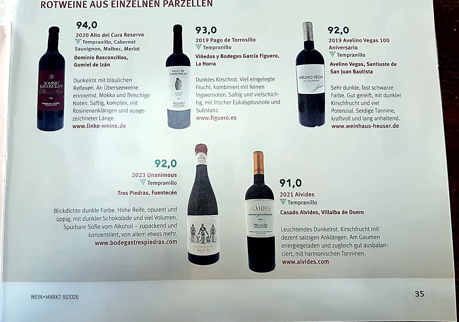 Single-vineyard reds page, Wein+Markt 9/2026, page 35